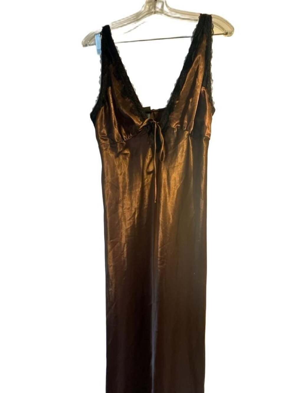 Wild Fable Brown Satin Lace Trim Slip Dress Medium